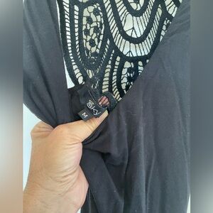 Sky Black Top with Lace Accents